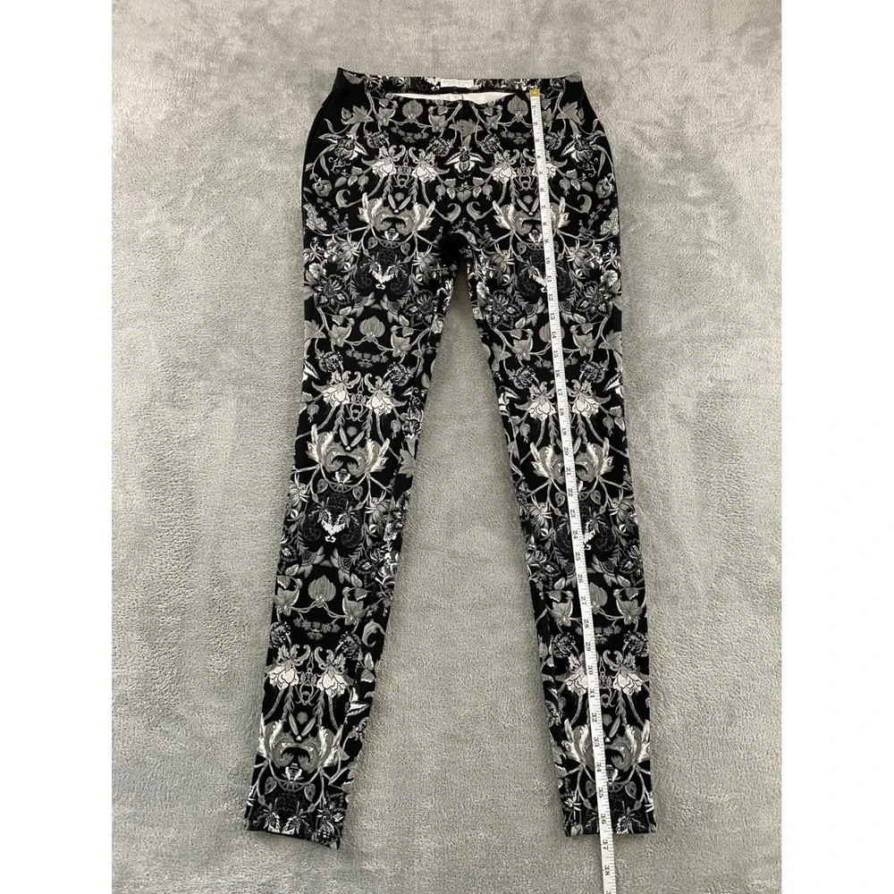 Bisou Bisou Michele Bohbot Womens Black White Damask Floral Leggings Size S Slim